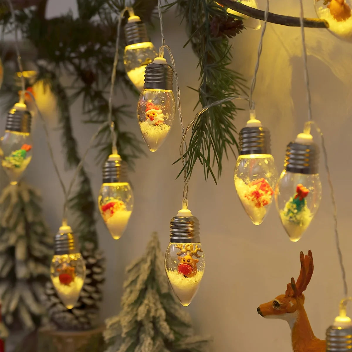 LED Snowball String Lights “FrostyGlow” | 2 m | 10 LEDs | Battery operated | Christmas & New Year's decoration