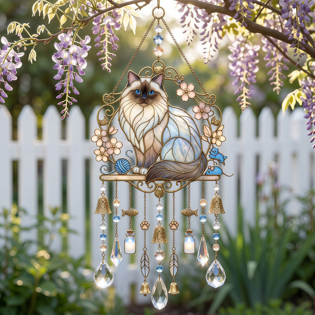 Cat Breed Window Suncatcher Wind Chime - 6 Designs, 20 cm