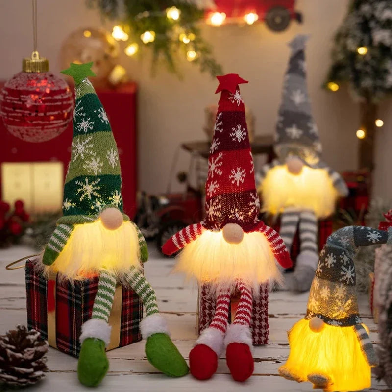 Kerstdecoratie met LED-licht – Gezichtsloze Pop van Pluche voor Sfeervolle Feestdagen