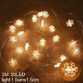 LED String Lights Christmas | 2 m | 20 LEDs with Santa & Snowflakes | Battery Operated | Nordivelle