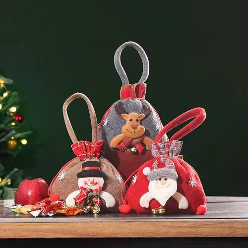 Christmas Gift Bags | Fabric Bags with Drawstring | Various Designs | Reusable
