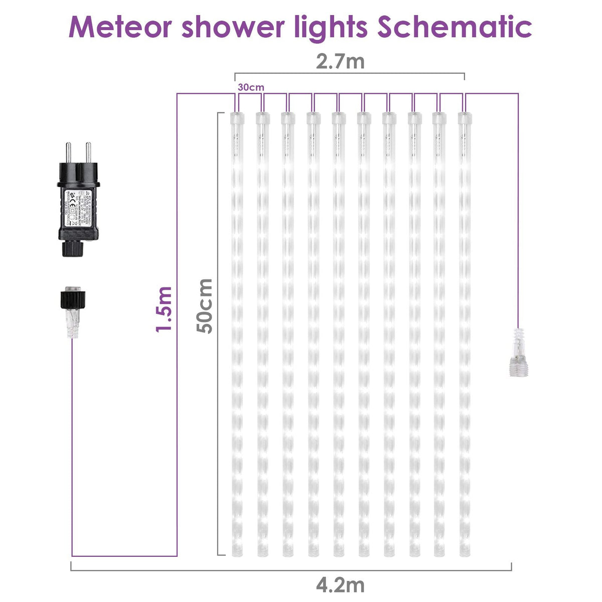 LED Meteor Shower String Light 360 LEDs IP44