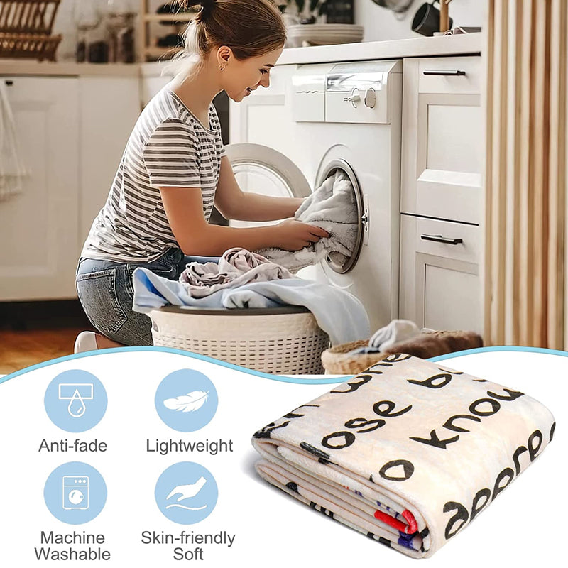 Letter Printed Flannel Throw Blanket Gift for Mom