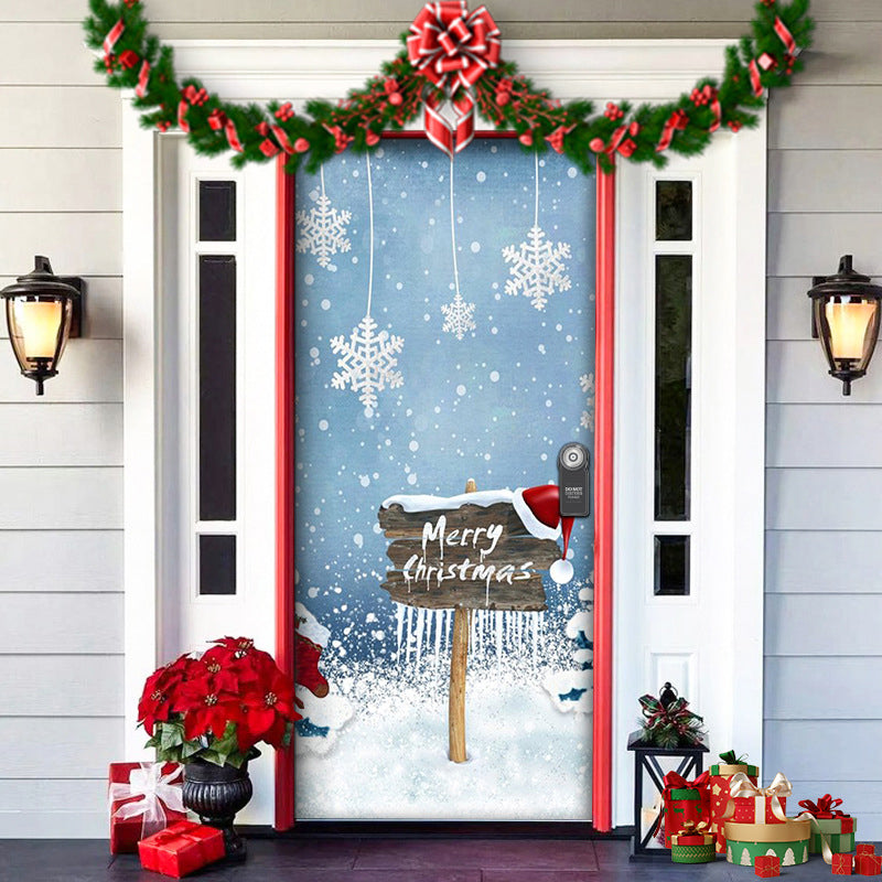 Christmas Door Decoration | Fabric Door Cover | Washable & Reusable