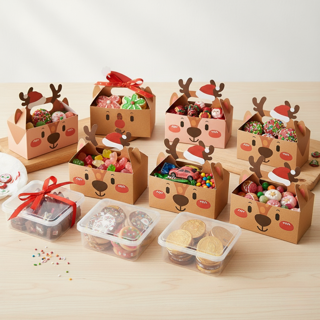 8 Piece Christmas Gift Box Set for Cookies Candy and Holiday Treats