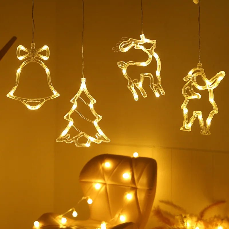 LED Christmas lights with suction cups for glass and mirrors