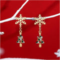 Elegant gold-plated snowflake earrings for festive sparkle