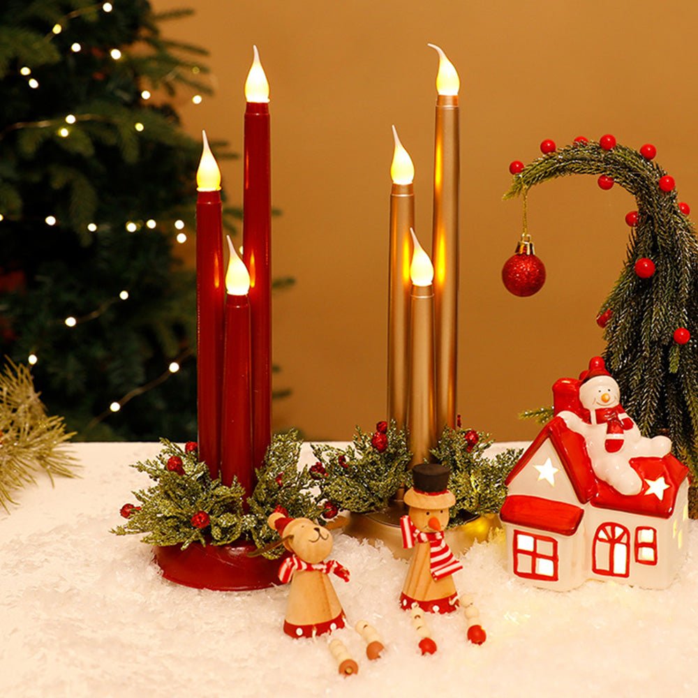 Flameless LED Christmas Candles with Realistic Flickering Light