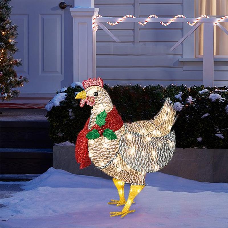 Bright Chicken with Scarf Christmas Decoration