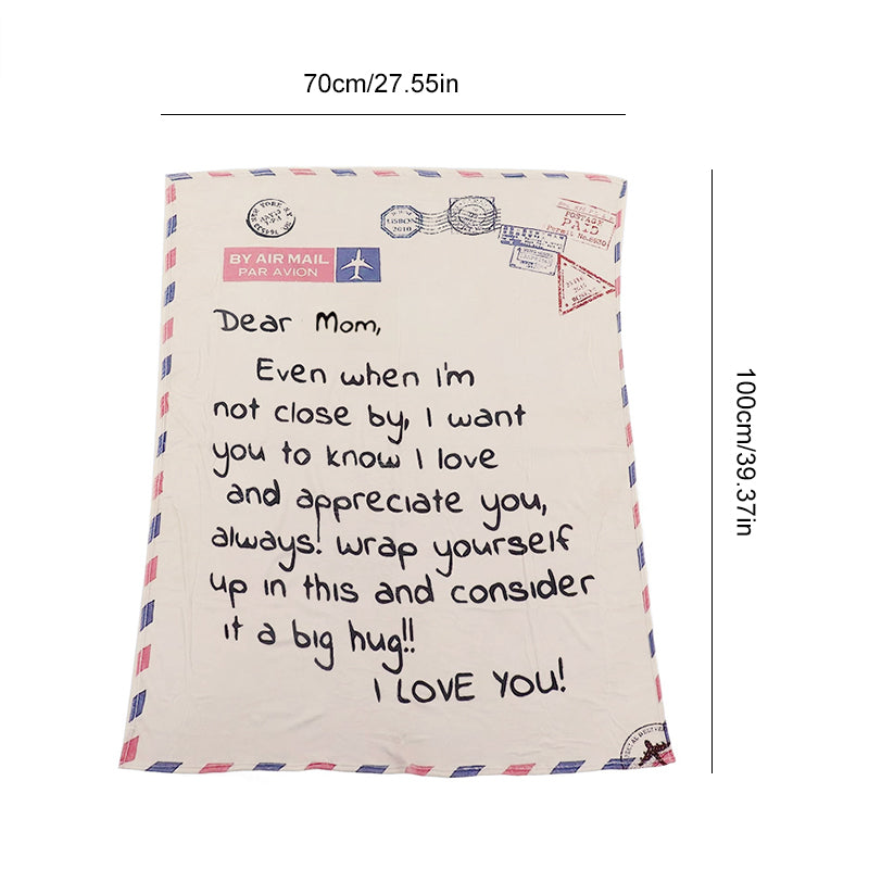 Letter Printed Flannel Throw Blanket Gift for Mom