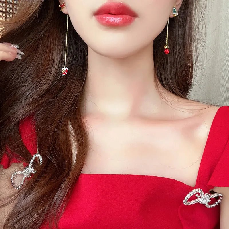 Charming Santa Claus Tassel Earrings for a Festive Holiday Style