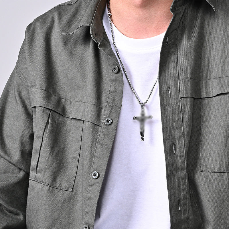 Titanium Steel Cross Pendant Necklace