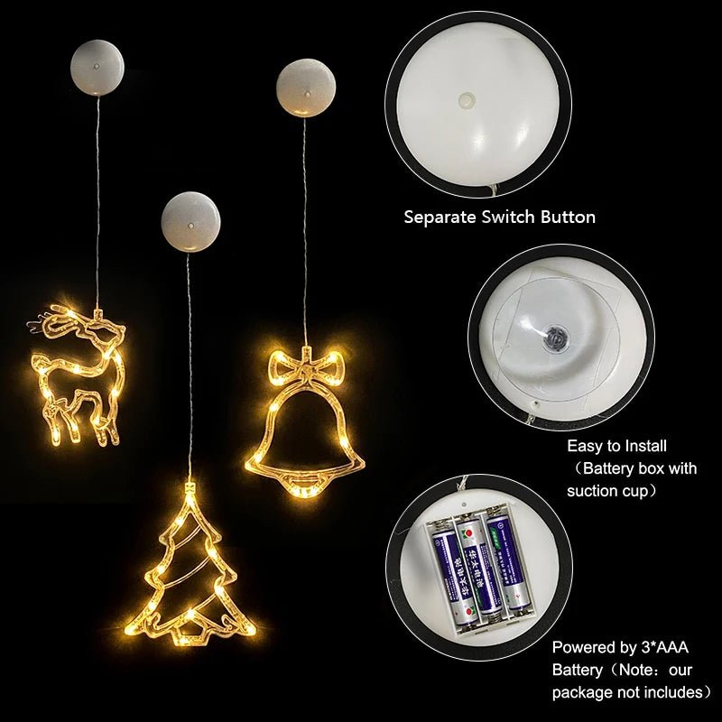 LED Christmas lights with suction cups for glass and mirrors