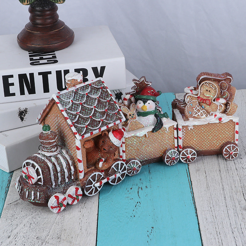 Christmas Mini Train Ornament — Festive Resin Decor