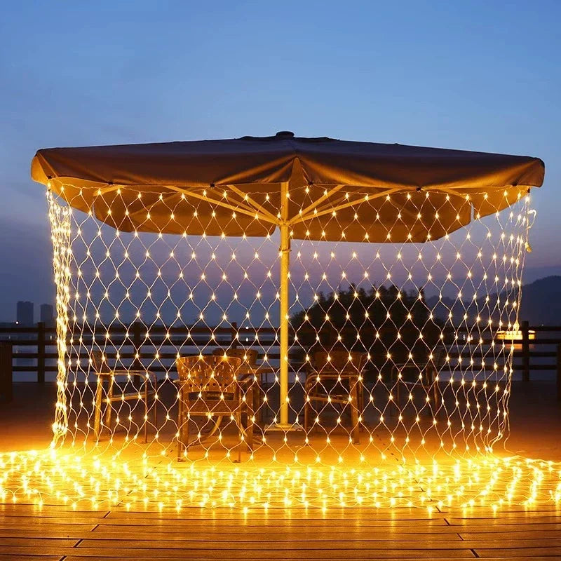 LED Net String Lights Luminet | 96–320 LEDs | Warm White, White & Colorful | 8 Lighting Modes | 220V EU Plug | For Christmas, Wedding & Garden