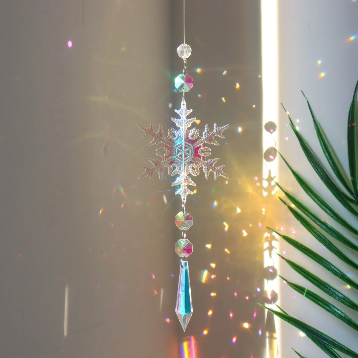 Snow Flake Crystal Sun Catcher - Set of 4 – Add Colorful Enchantment to Your Christmas Decor