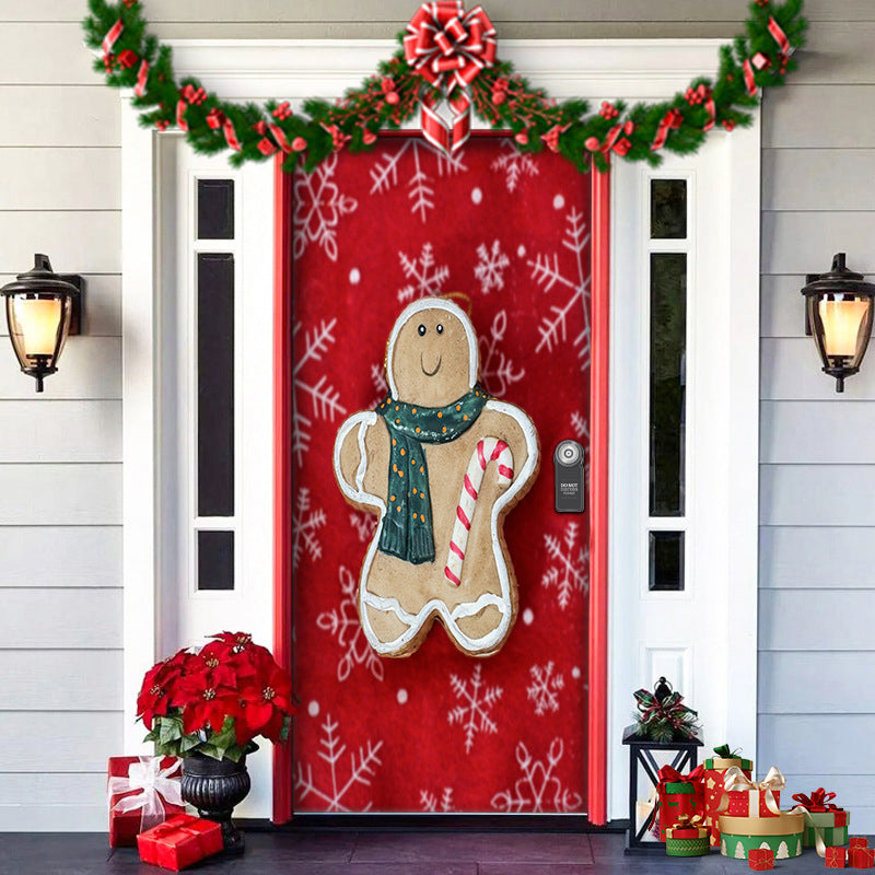 Christmas Door Cover | Fabric Front Door Decoration | Washable & Reusable | 91×203cm