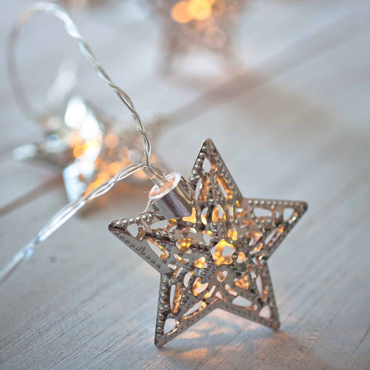 Christmas Decorations Silver Star String Lights