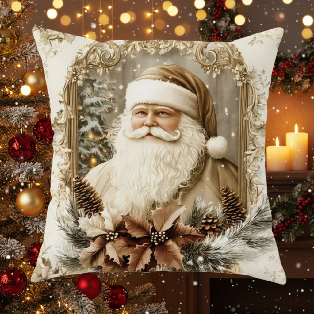 Festive velvet cushion covers with vintage Christmas motifs