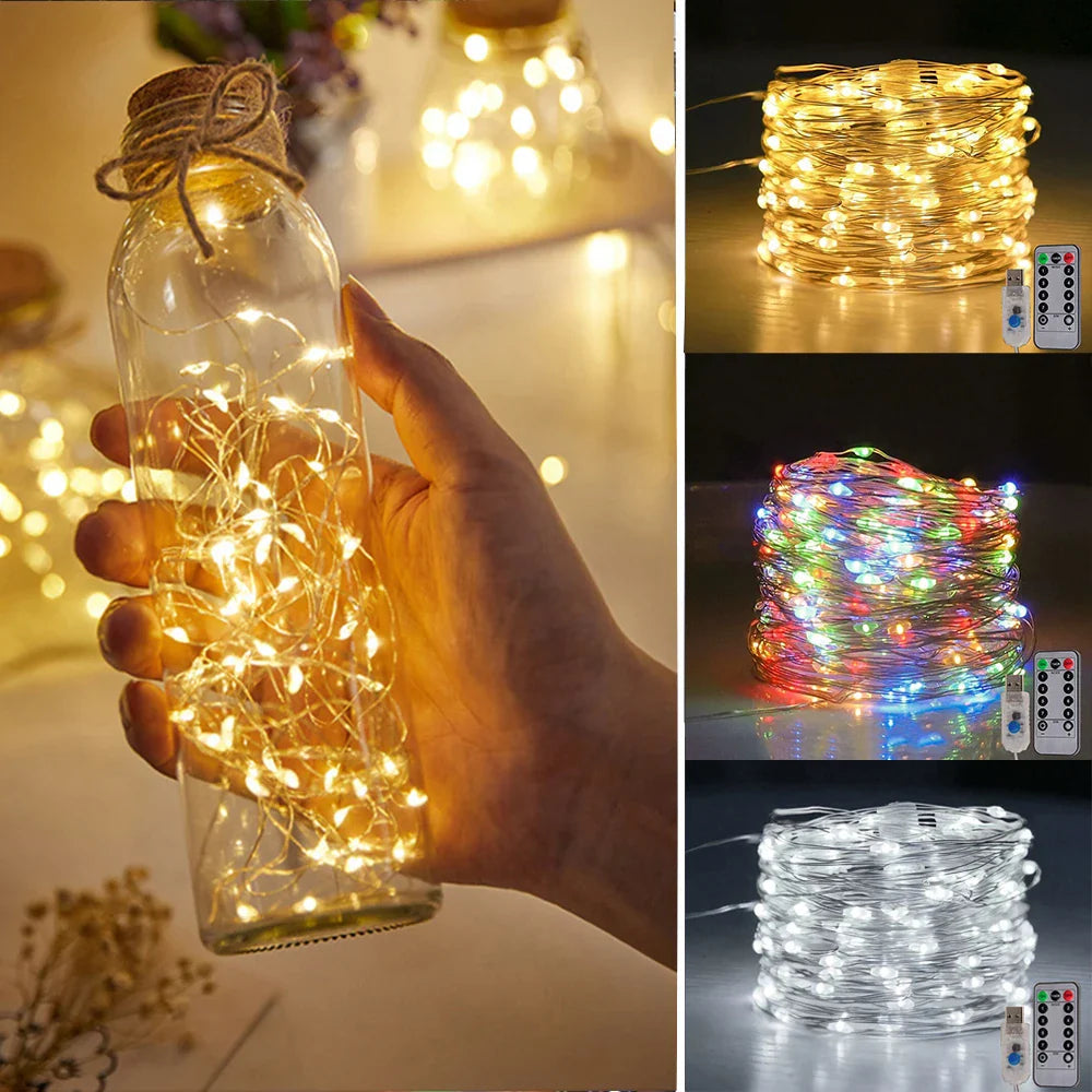 LED Fairy Lights LumiCord | USB & Remote Control | 8 Modes | Warm White | IP65 Waterproof | Copper Wire | 5–30 m