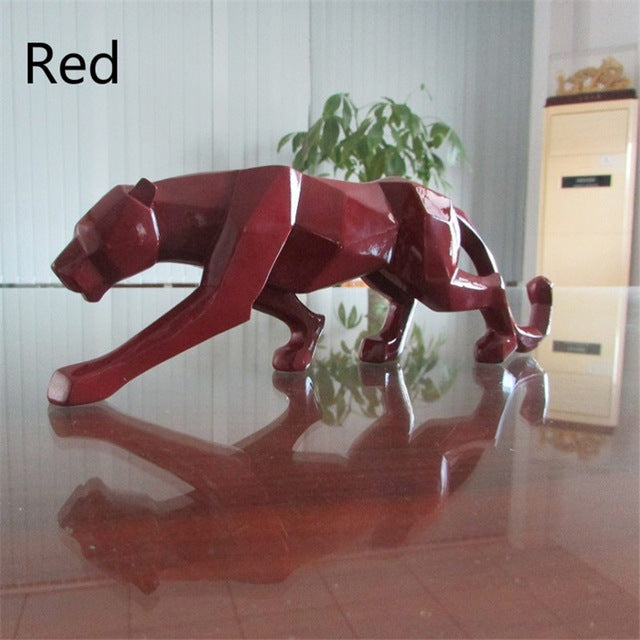 Modern Resin Geometric ack Panther Sculpture