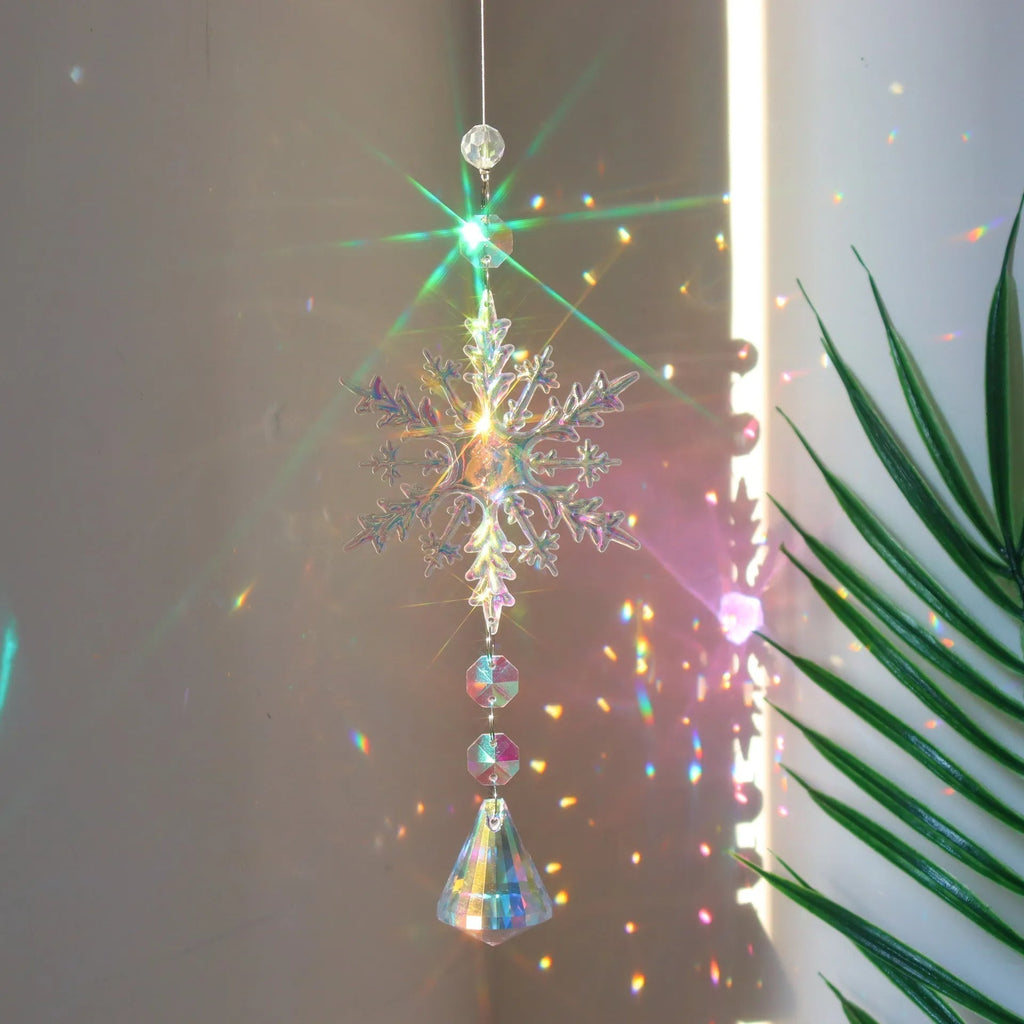Snow Flake Crystal Sun Catcher - Set of 4 – Add Colorful Enchantment to Your Christmas Decor
