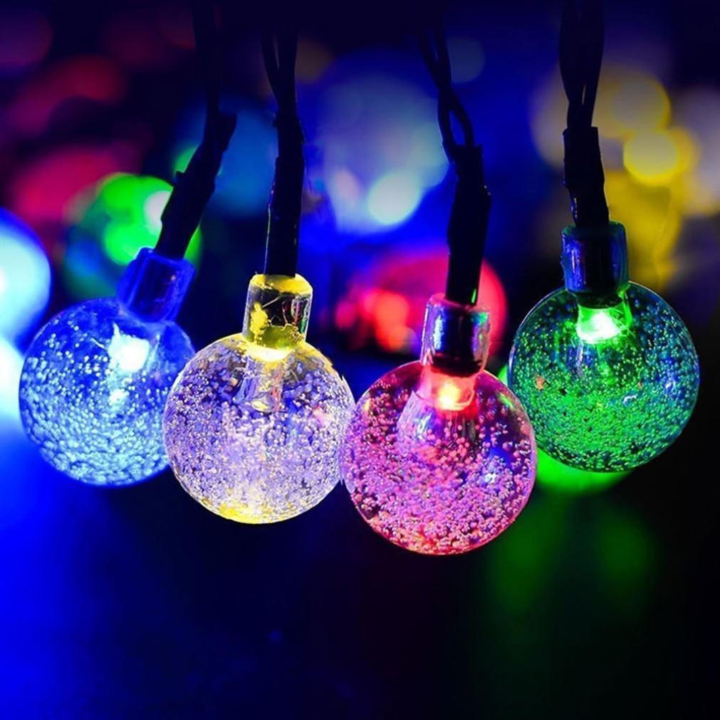 Solar-powered Crystal Ball String Lights