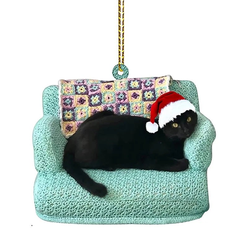 Acrylic Black Cat Christmas Ornaments Set – Adorable Tree Pendants for Weddings, Parties, and Festive Home Décor
