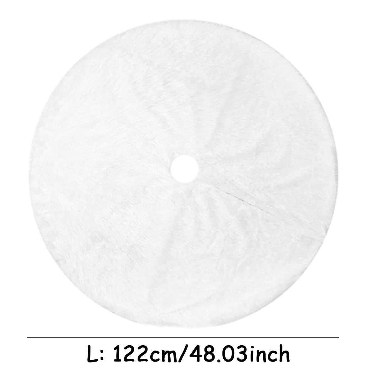 White Faux Fur Christmas Tree Skirt – Elegant Plush Carpet for Holiday Décor & New Year Charm