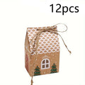 Kerst Peperkoek Huis Geschenkdozen – Set van 12 of 50 Kraftpapier Dozen voor Feestelijke Cadeaus