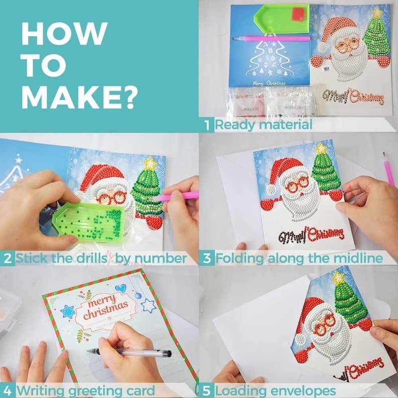 5D Diamond Painting Christmas Cards New Arrival (8 Pack)
