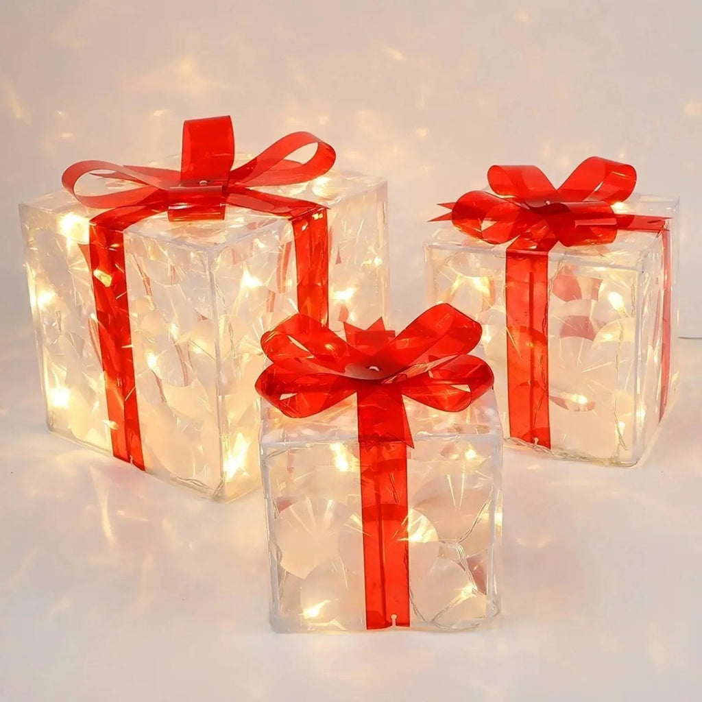 LED Christmas Gift Box with 100 Warm White Lights
