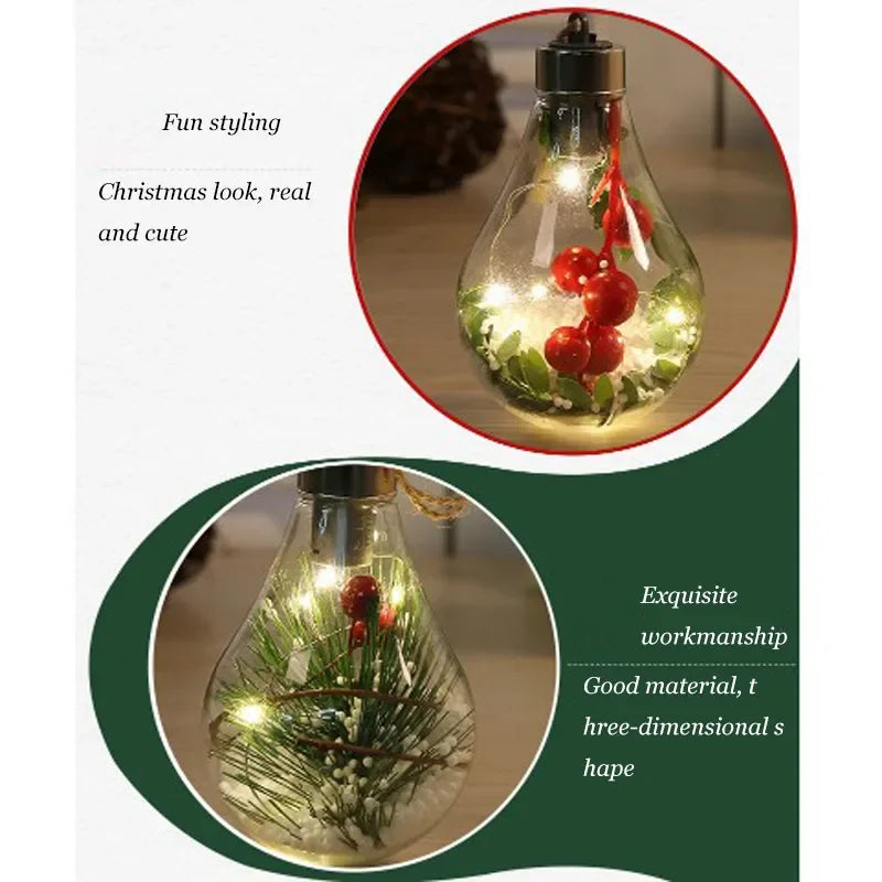 Lunivera | LED Deco Light | Transparent with Leaf Globe | Warm White Sparkle | For Christmas, Wedding & Party