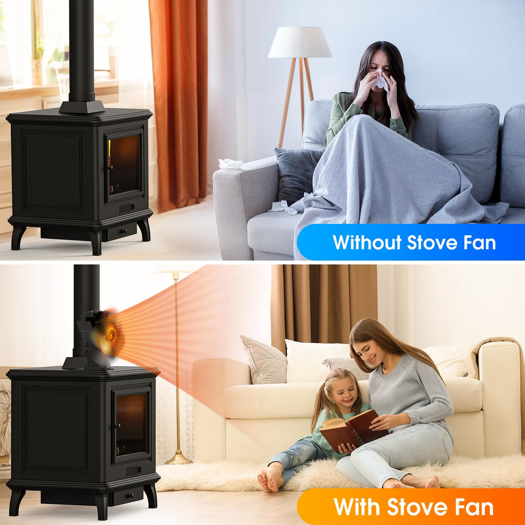 4 Blade Stove and Log Burner Fan for Wood/Fireplace