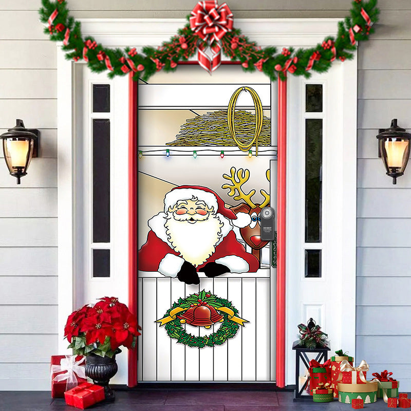 Christmas Door Cover | Fabric Front Door Decoration | Washable & Reusable | 91×203cm