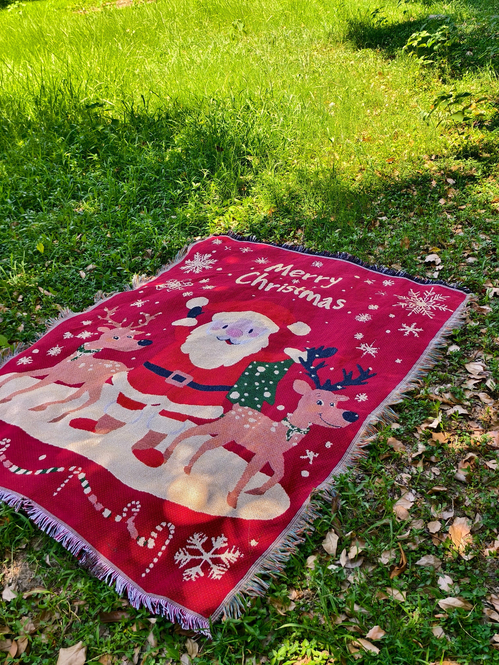 Thick Knitted Gold Thread Christmas Sofa Throw
