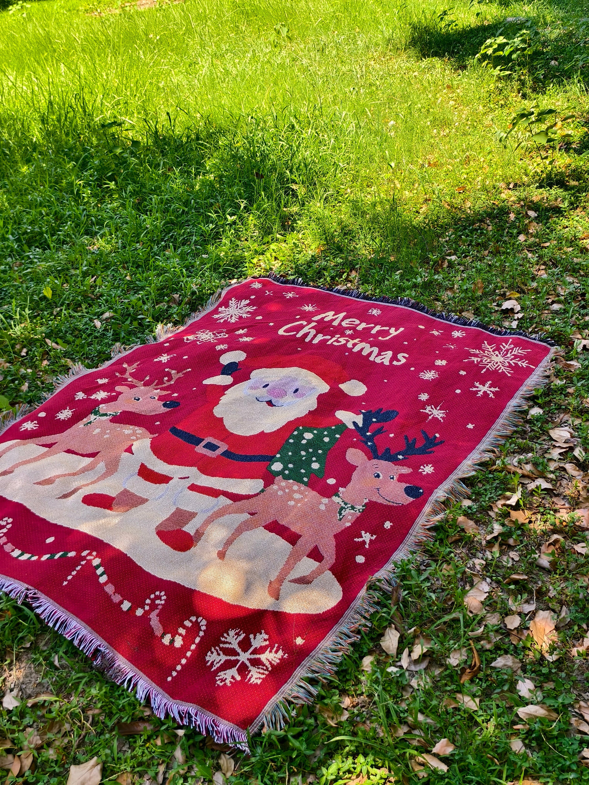 Thick Knitted Gold Thread Christmas Sofa Throw