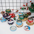 Christmas Candle Round Tin Box Set of 12– Perfect for Candy, Party Decor, or DIY Handmade Candles – Metal Container with Lid (2.2oz)