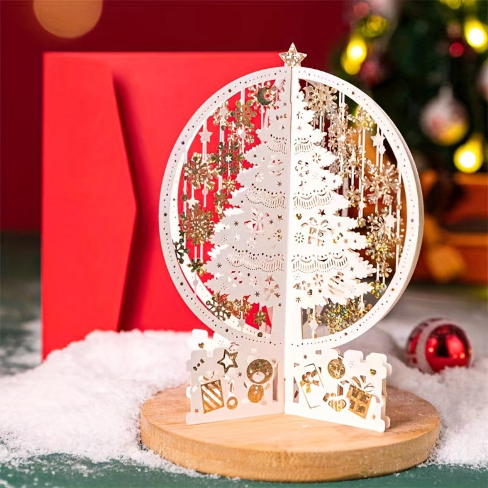 3D Pop-up Christmas Card with Magical Tree Display – Perfect for Christmas Wishes and Festive Decoration