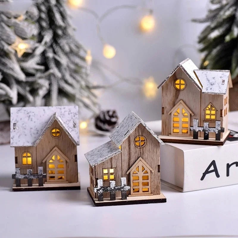 Wooden Christmas LED Light House with Warm Lighting
