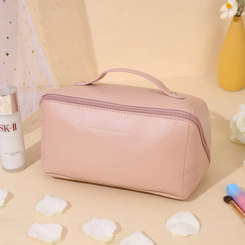 Large Travel Cosmetic Bag with Double-Layer Design