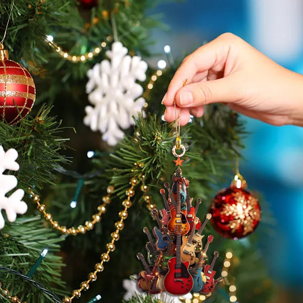 Acrylic Christmas Tree Ornament, Lightweight Guitar Design