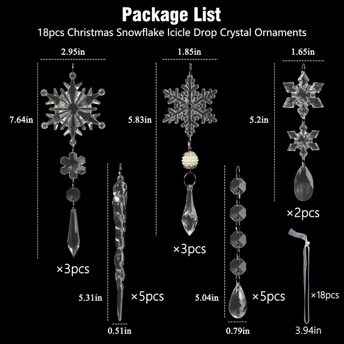 Crystal Christmas Ornaments Set - ShineBright