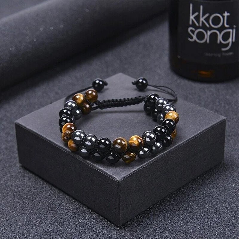 Double-layered gemstone bracelet