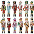 Kerst Notenkraker Ornamenten – Set van 12 Houten Decoraties voor een Feestelijke Boom