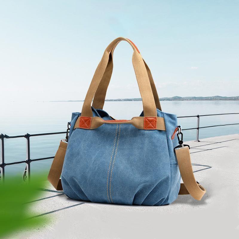 Sailcloth shoulder bag with large capacity