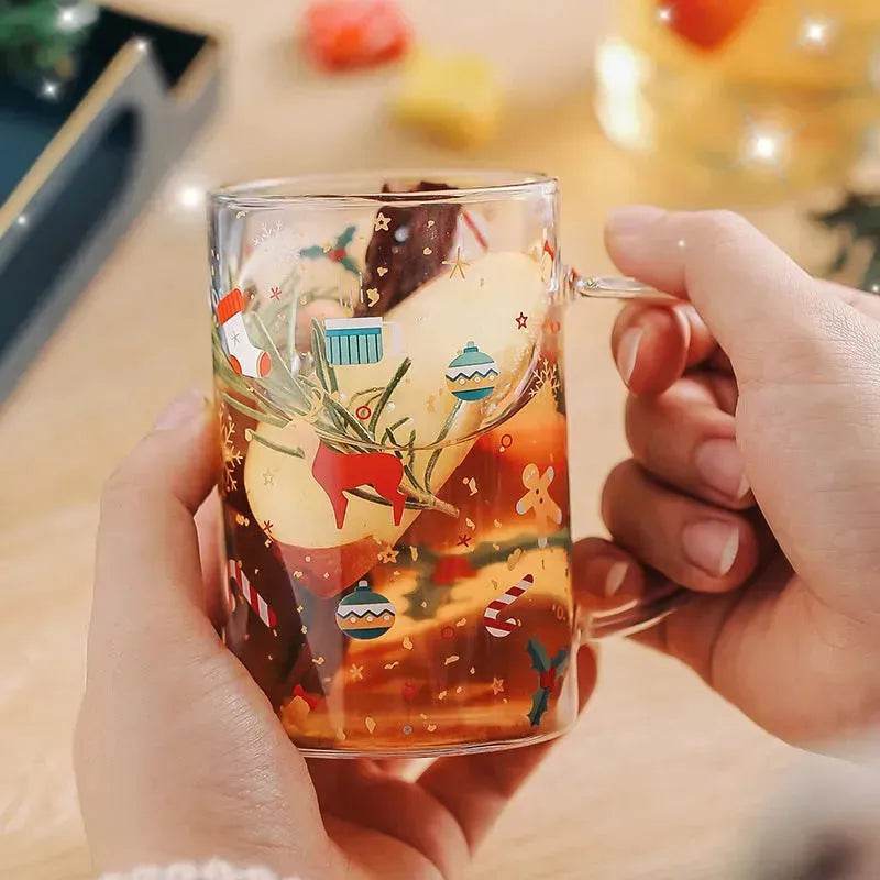 2025 Christmas Gift High Beauty Creative Cup Christmas Snowman Glass Cup High Temperature Resistant
