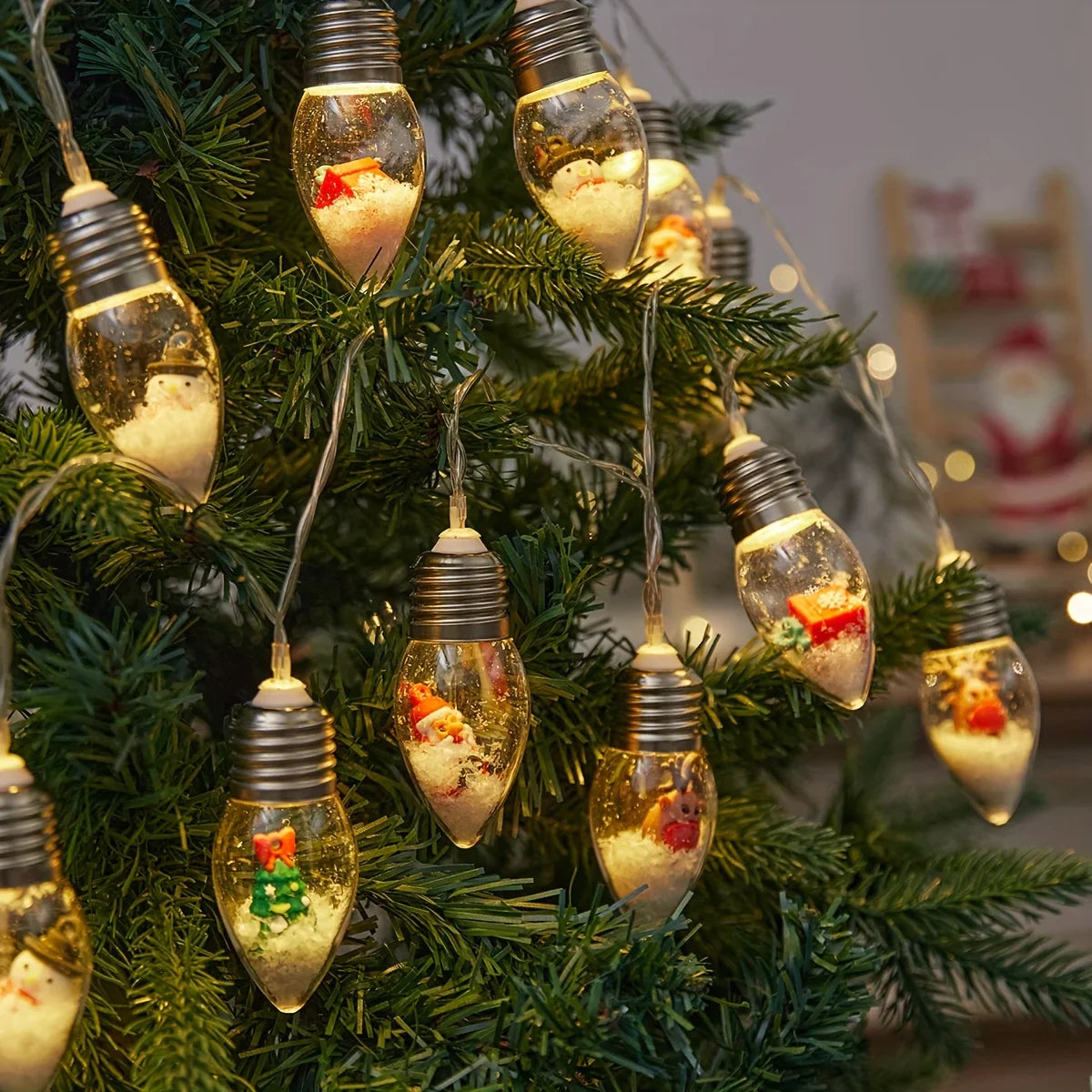 LED Snowball String Lights “FrostyGlow” | 2 m | 10 LEDs | Battery operated | Christmas & New Year's decoration