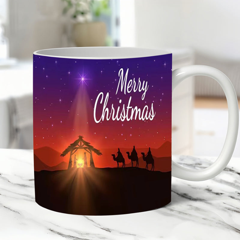 Vintage Christmas Nativity Scene Mug