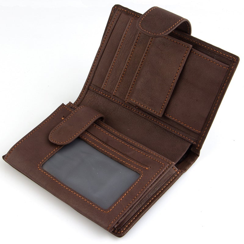 Vintage Leather PU Wallet with three compartments and multiple slots